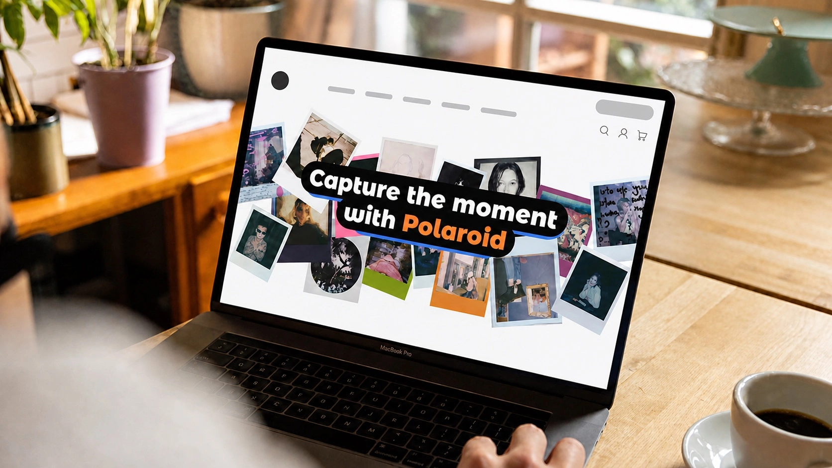 Laptop displaying a Polaroid ecommerce storefront