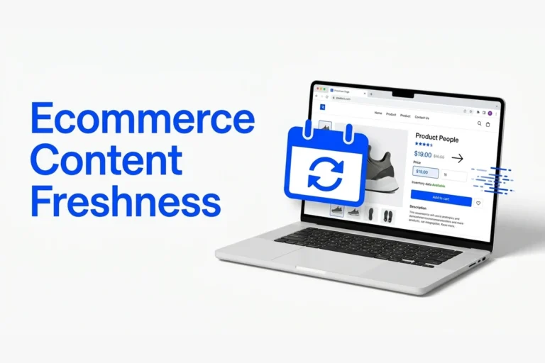 Ecommerce content freshness: a product page refreshing its price and stock data