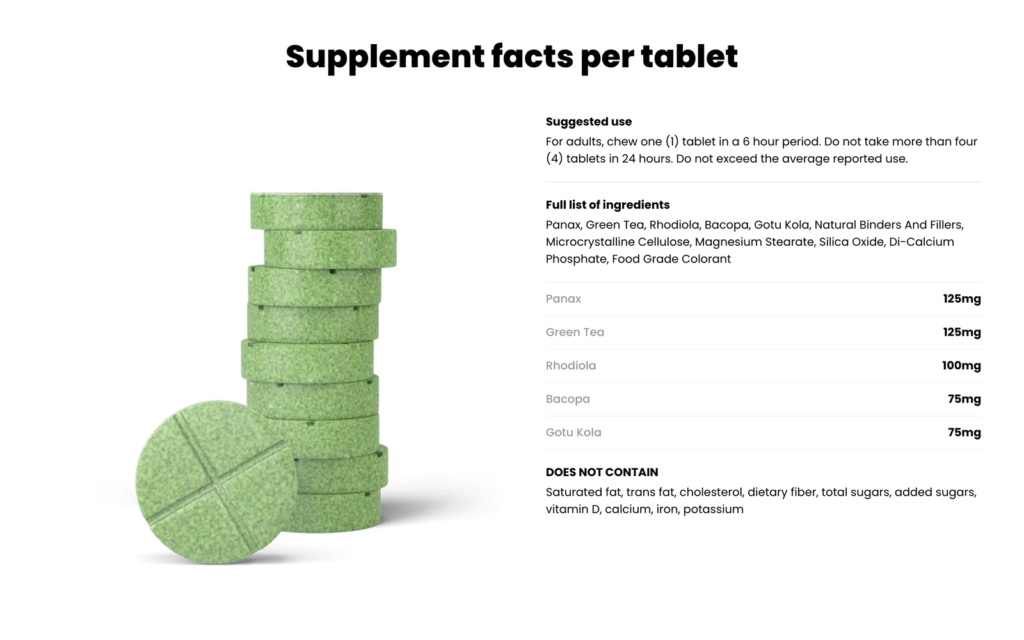 Ingredients and Supplement Facts on every product page — rendered live from one Airtable source.