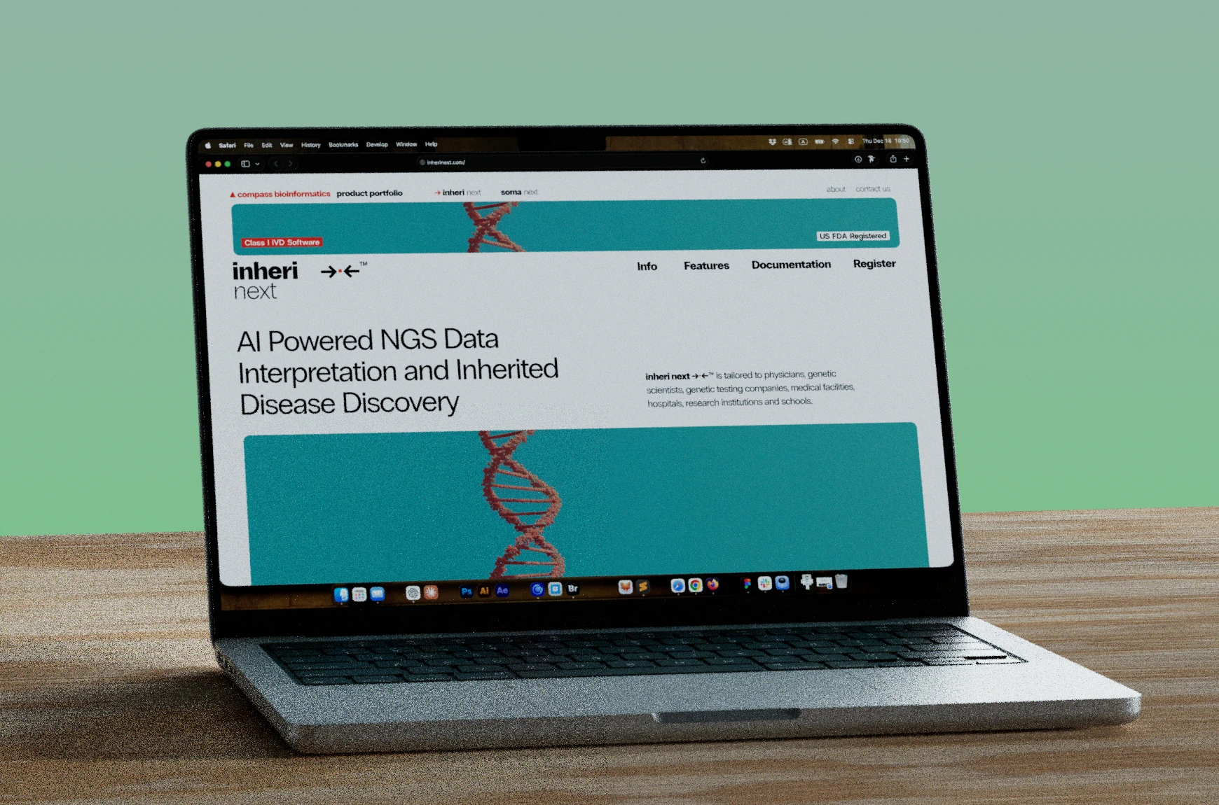 Laptop displaying the InheriNext website